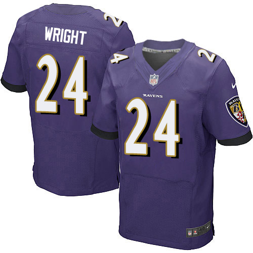 Men's Elite Shareece Wright Nike Jersey Purple Home - #24 NFL Baltimore Ravens